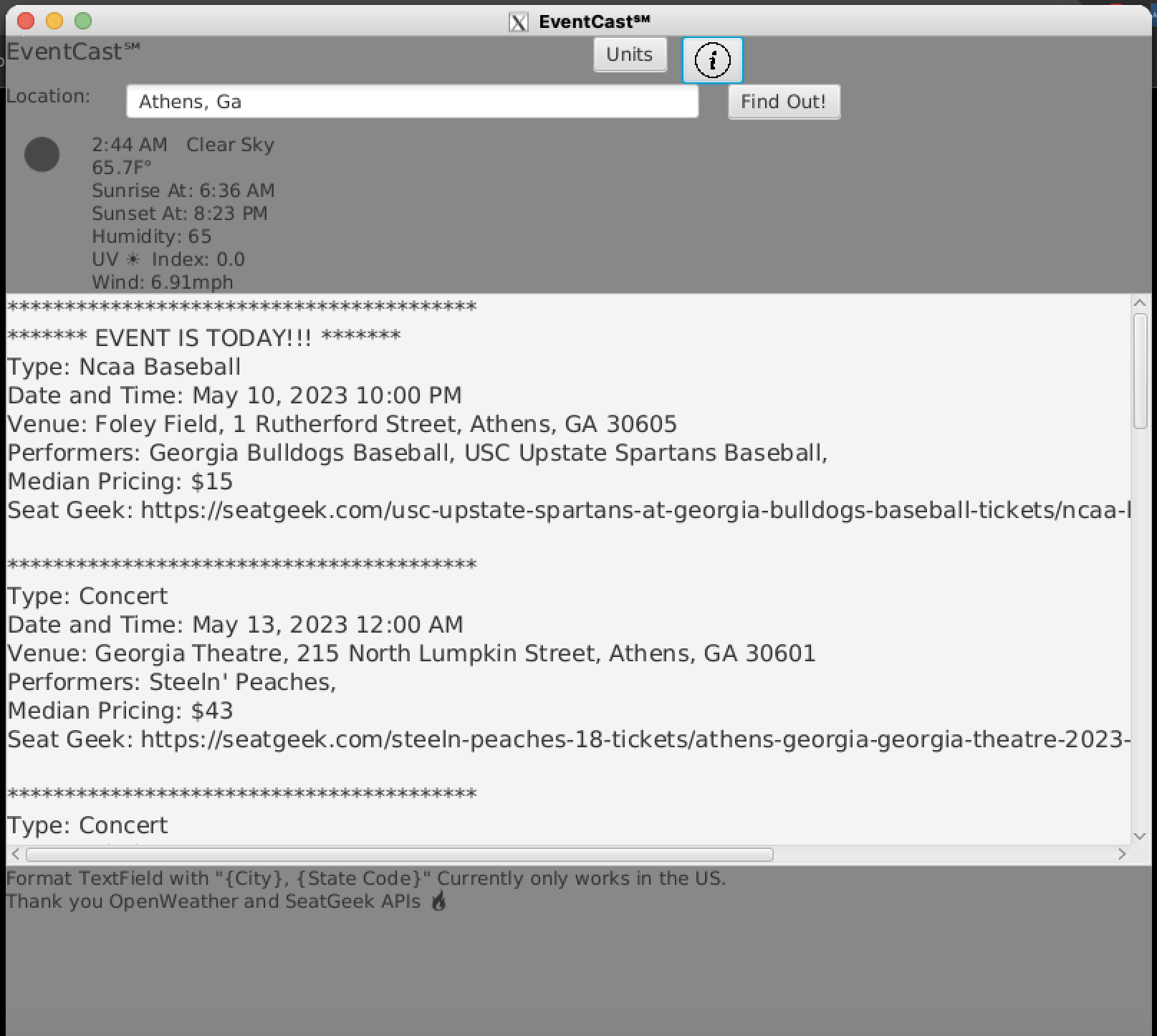 Screenshot of EventCast℠